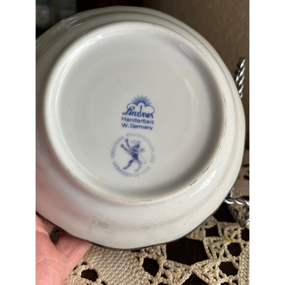 Vintage Lindner Handarbeit Forget Me Not Floral Bowl - Picture 3 of 3